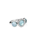 Stella Ring in Blue Topaz over Mother-of-Pearl with Diamonds, 0.12