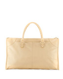 Classic Gold Work Tote Bag, Beige