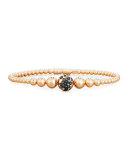Graduated 18K Rose Gold Bead Bracelet with Black Diamonds