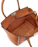 Rockstud Medium Grain Leather Shopper Tote Bag, Tan