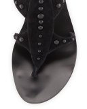 Fayth Studded Gladiator Flat Sandal, Black