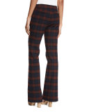 Plaid Flare Trousers, Red/Midnight