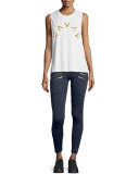 Palms Zip-Detail Compression Running Tights, Navy