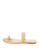 Petal Wavy-Strap Flat Slide Sandal, Nude
