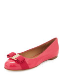 Varina Bow Patent Ballerina Flat, Framboise 