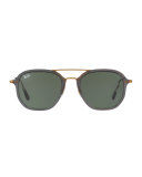 Men's Solid Square Aviator Sunglasses, Gray/Bronze-Copper