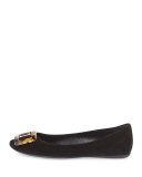 Gommette Suede Ballet Flat, Black