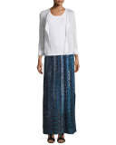 Double-Trim Cardigan, Paper White  