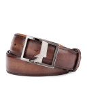 Venezia Leather Boot-Buckle Belt, Brown