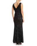 Candence Sequined Gown, Black