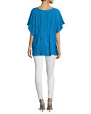 Eyelet Short-Sleeve Poncho