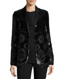 Tess Geometric-Beaded Tuxedo Jacket, Black
