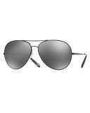 Sayer Mirrored Aviator Sunglasses, Black