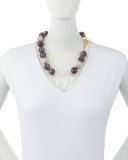 Beaded White Lace Agate Spike Necklace