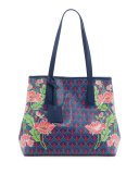 Little Marlborough Poppies Tote Bag, Dark Blue