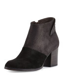 Oki Embossed-Leather Bootie, Black