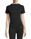 Thermal Mock-Neck Top with Lettuce Hem, Black