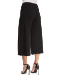 Comfortable Pleated Interlock Culottes, Black