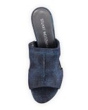Draft Denim Platform Slide Sandal, Navy