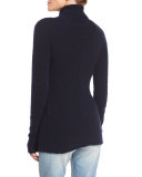 Rubida Long-Sleeve Funnel-Neck Sweater, Navy