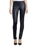 Leather Leggings, Navy