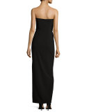 Strapless Beaded Sweetheart Column Gown, Black