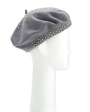 Aubrey Studded Wool Beret, Gray/Silver