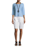 Drawstring Organic Linen Cargo Shorts, White