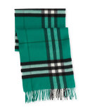 Giant Check Cashmere Scarf, Emerald