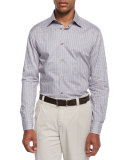 Chambray Check Sport Shirt, Gray