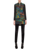 Printed Half-Zip Tunic, Northern Lights