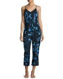 Floral-Print Pajama Cropped Pants, Multi Pattern