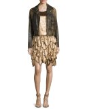 Dara Tiered Sleeveless Dress, Bronze