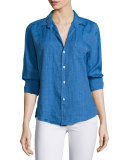 Barry Long-Sleeve Dot-Print Shirt, Navy