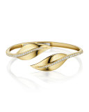 18K Yellow Gold & Diamond Leaf Bypass Cuff