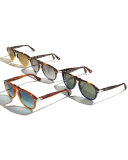 649-Series Acetate Sunglasses, Tortoise/Blue