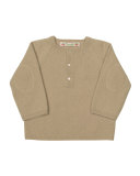 Cashmere Raglan Henley Sweater, Beige, Size 12M-2