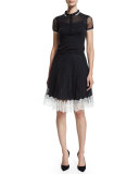 Lace Full Skirt W/Contrast Hem, Black