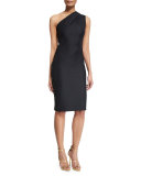 Mila One-Shoulder Cocktail Dress, Black