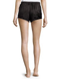 Silk Side-Button Lounge Shorts, Black