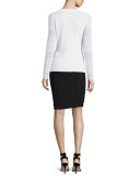Theresa Long Crochet-Sleeve Merino Sweater