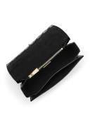 Yasmeen Medium Chevron Leather Shoulder Bag, Black