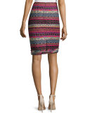 Tweed Striped Pencil Skirt 