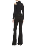 Suede Flare Pants, Black
