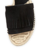 Sammy Fringe Suede Slide Sandal, Black