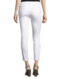 Verdugo Cropped Skinny Jeans w/Side Slits, White