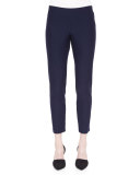 Washable Stretch-Crepe Ankle Pants, Midnight 