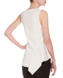 V-Neck Asymmetric-Hem Tunic, Off White