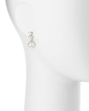 10mm Round Pearl & CZ Crystal Drop Earrings
