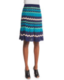 Colorblock Zigzag A-Line Skirt, Marine